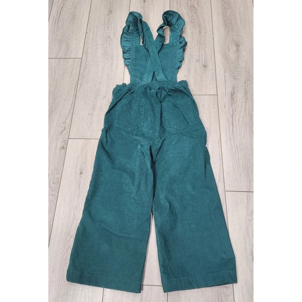 Hanna Andersson Girls Overalls Green Corduroy Ruffle Wide‎ Leg Size 120 US 6-7